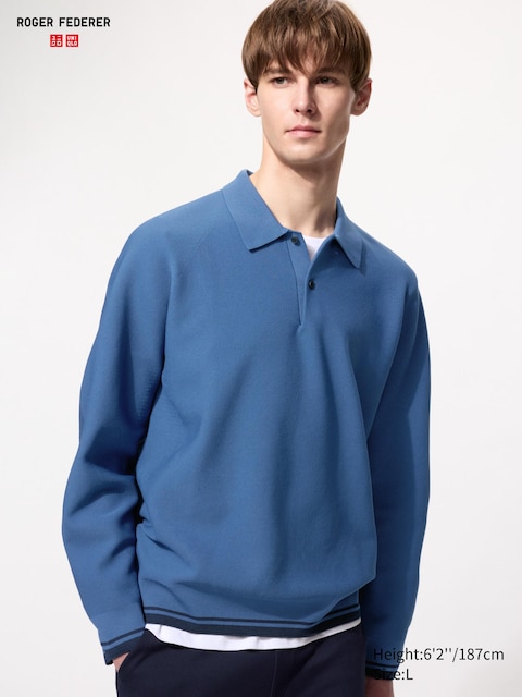 Uniqlo - Polo En Maille 3D Sans Coutures (Manches Longues, Lavable En Machine) - Bleu - Xs