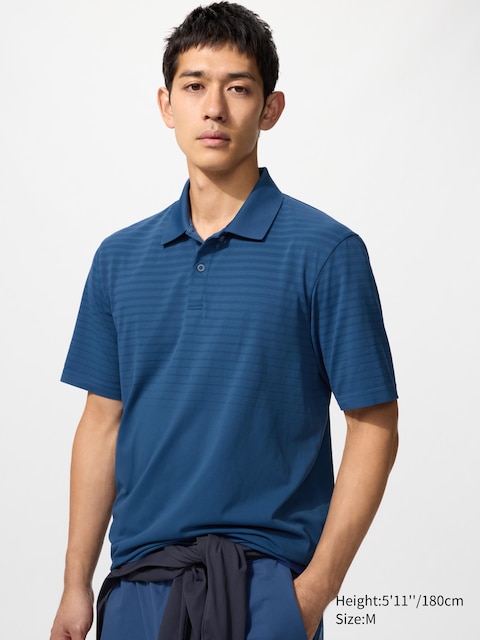 Uniqlo - Polo Dry-Ex (Motifs) - Bleu - L