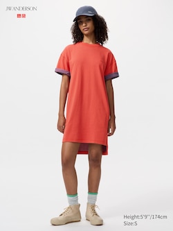 Oversized T-Shirt Dress (Short Sleeve, Colour Block)