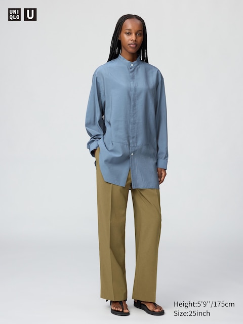 Uniqlo - Pantalon Droit (Taille Haute) - Vert Olive - 28Inch