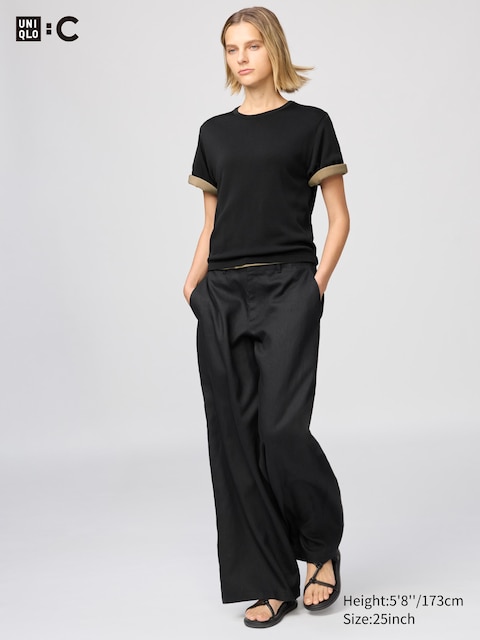 Uniqlo - Pantalon 100% Lin Premium - Noir - 27Inch