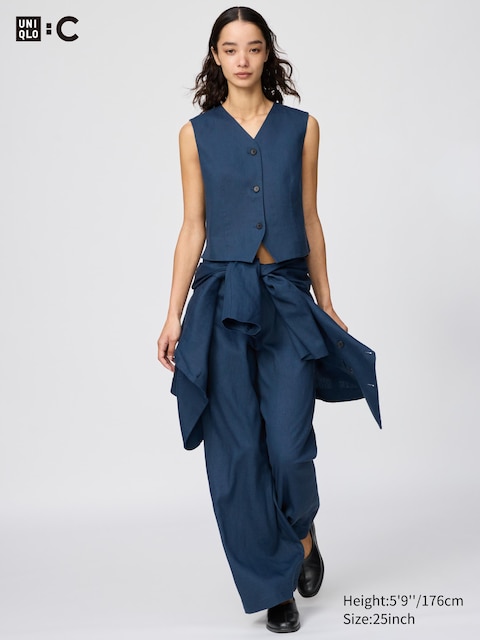 Uniqlo - Pantalon 100% Lin Premium - Bleu - 30Inch