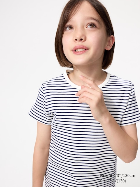 Uniqlo Hvid - Ribbed T-Shirt (Striped) - 11-12 Years (150Cm)