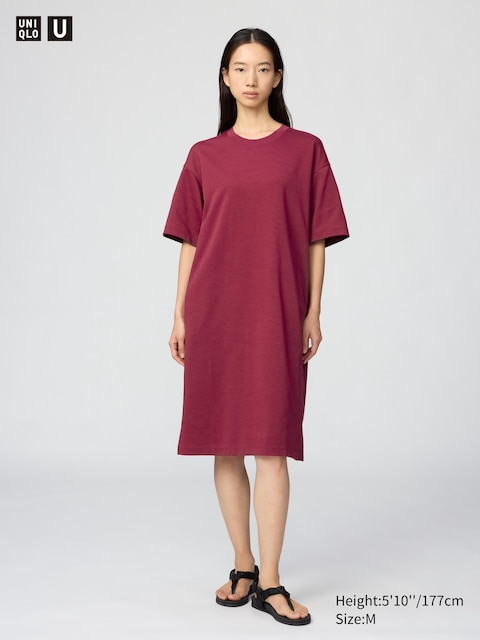 Uniqlo - Robe Airism En Coton (Manches Courtes, Relax) - Rouge - M