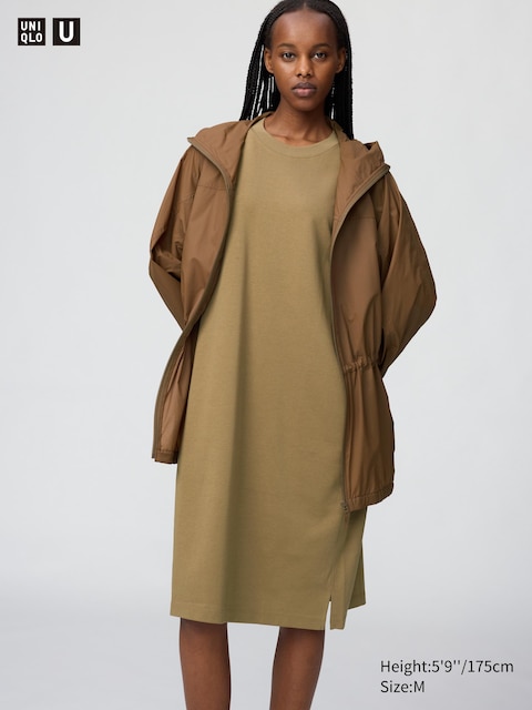 Uniqlo - Robe Airism En Coton (Manches Courtes, Relax) - Marron - Xs
