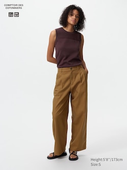 Linen Blend Straight Trousers