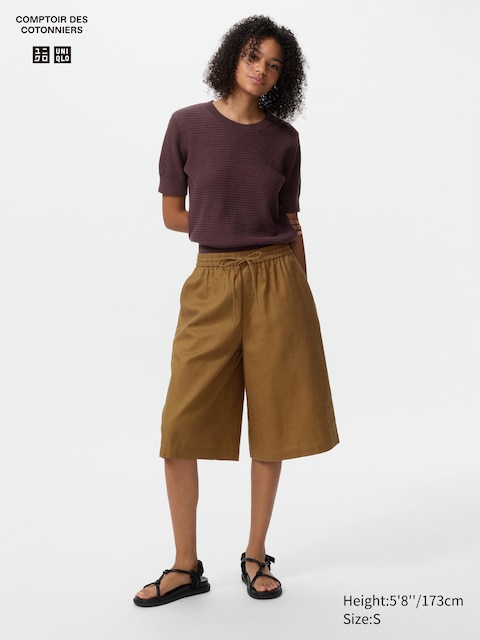 Uniqlo - Jupe-Culotte En Lin Mélangé - Marron - Xxl