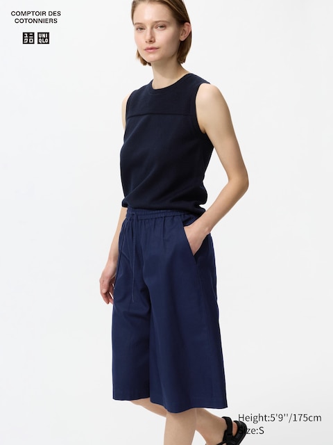 Uniqlo - Jupe-Culotte En Lin Mélangé - Bleu Marine - Xl