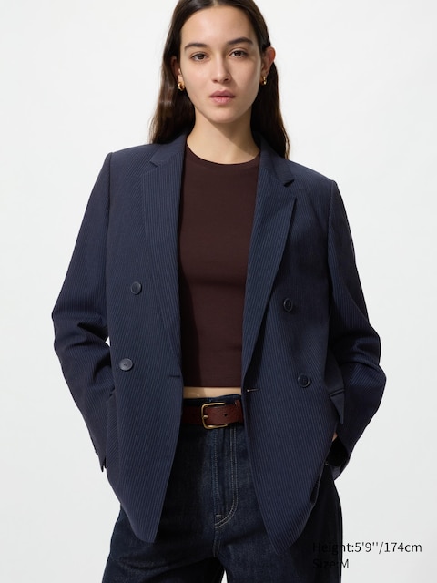Uniqlo - Veste À Double Boutonnage - Bleu Marine - Xs