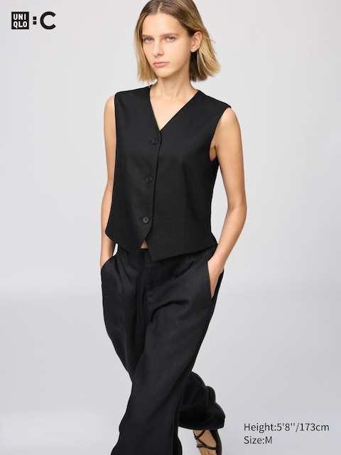 Uniqlo - Pull Sans Manches 100% Lin Premium - Noir - Xxl