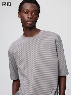 AIRism Cotton Oversized Crew Neck T-Shirt (Striped)