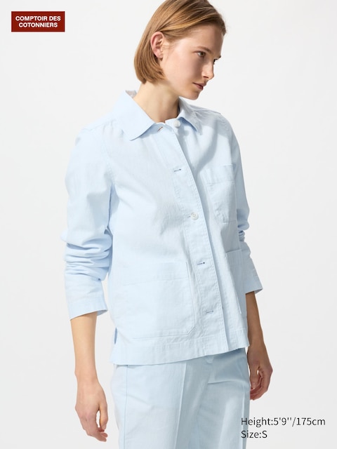 Uniqlo - Veste En Lin Et Coton Mélangés - Bleu - S