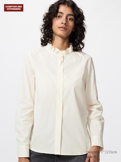 Chemise en coton mélangé à volants