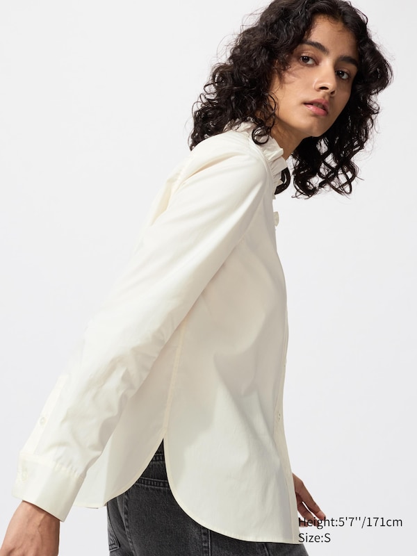 Cotton Blend Frill Shirt