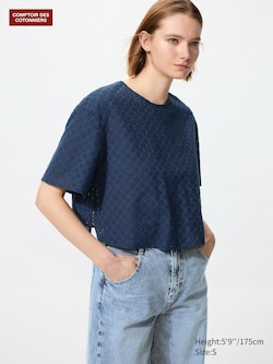 Cotton Embroidered Blouse (Short Sleeve)
