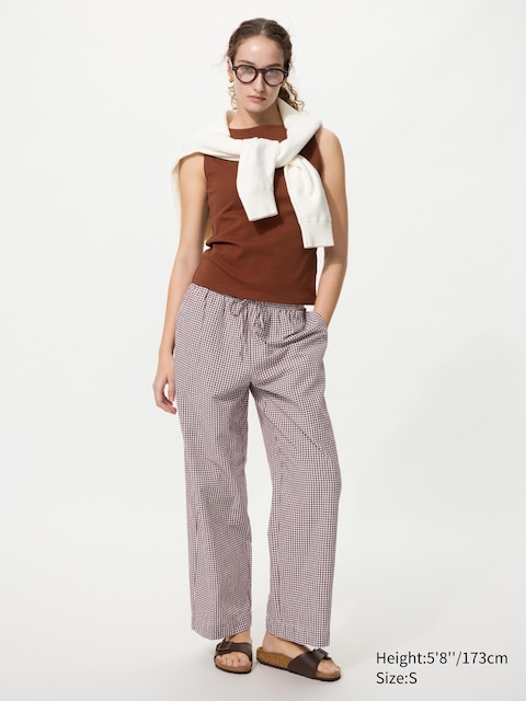 Uniqlo - Pantalon Easy (Vichy) - Marron - Xxs