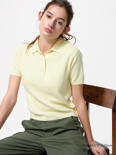 Uniqlo - Pull À Col Polo (Manches Courtes) - Jaune - L