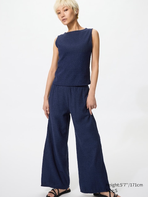 Uniqlo - Pantalon Easy Froncé - Bleu Marine - Xs