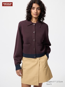 Merino Polo Neck Cardigan