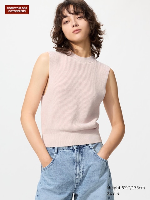 Uniqlo - Pull En Coton (Sans Manches) - Rose - M