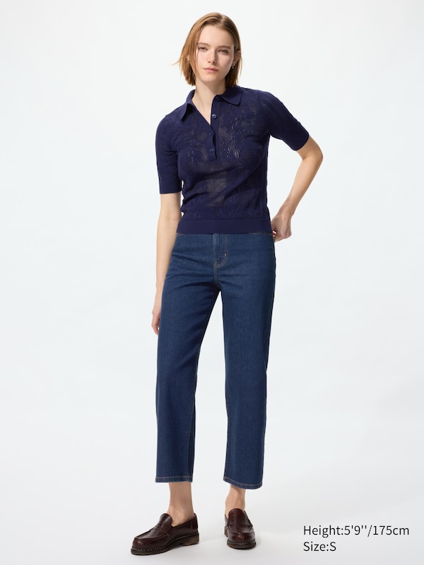 Cotton Crochet Polo Jumper (Short Sleeve)