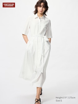 Robe longue en coton mélangé (Rayée)