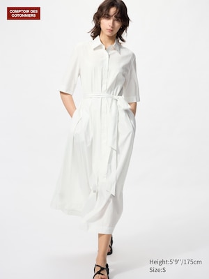 Cotton Blend Long Dress (Striped)