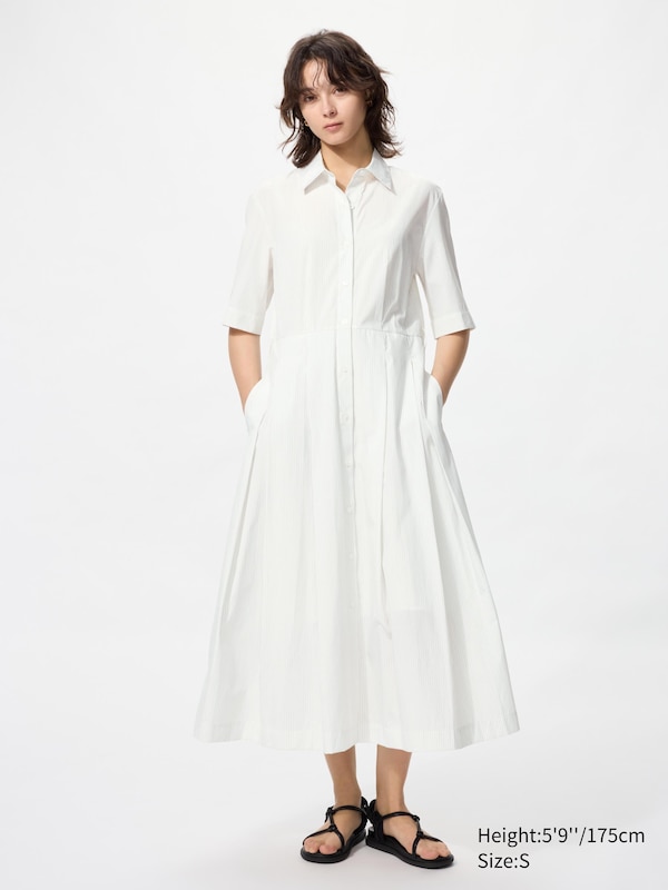 Cotton Blend Long Dress (Striped)