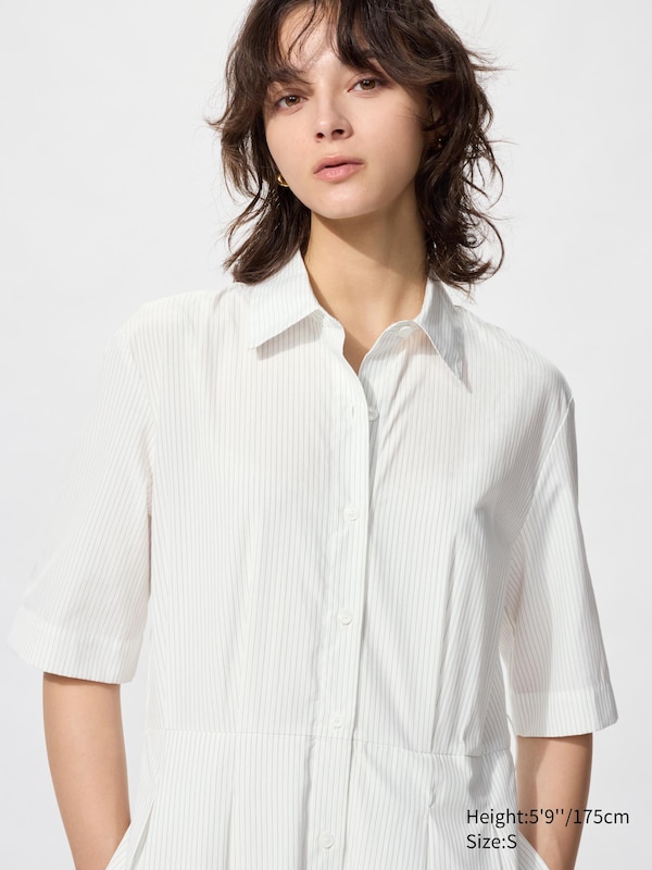 Cotton Blend Long Dress (Striped)