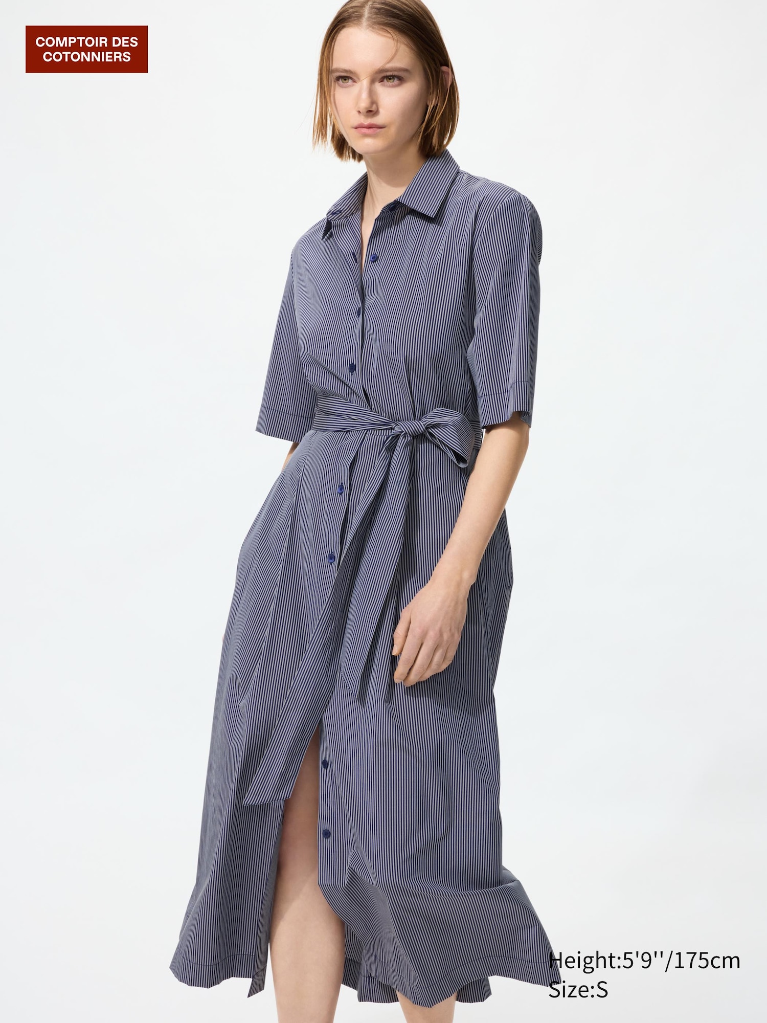 Vestito Lungo Misto Cotone a Righe