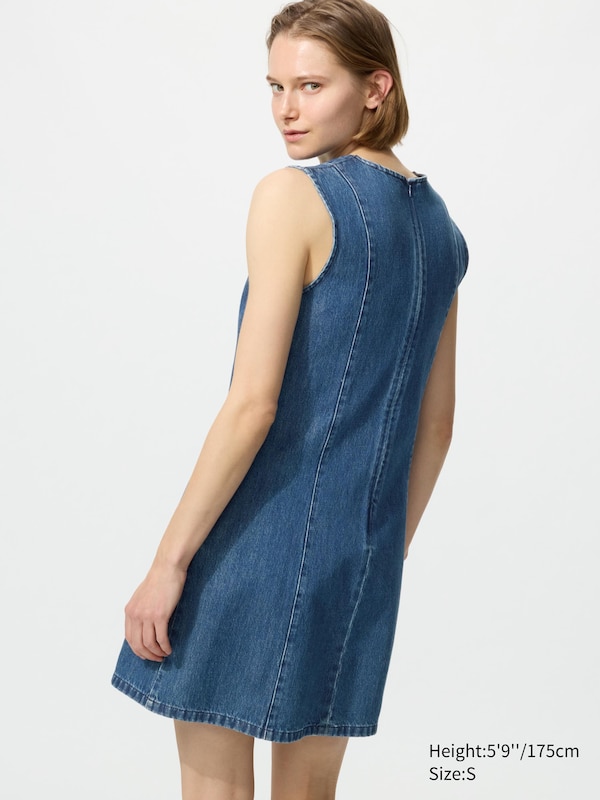 Denim Fitted Dress (Sleeveless)