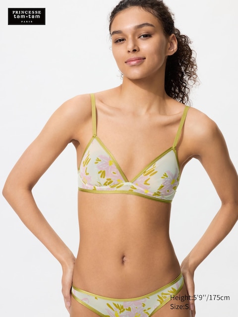 Uniqlo - Soutien-Gorge Sans Armatures (Mesh, Imprimé) - Rose - S