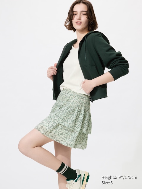 Uniqlo - Mini-Jupe Volumineuse À Volants (Froncée) - Vert - Xl