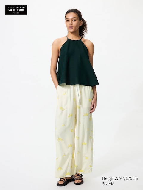 Uniqlo - Pantalon Long En Rayonne (Imprimé) - Blanc - S