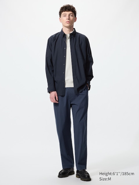 Uniqlo - Pantalon Easy Stretch 7/8Ème (Seersucker) - Bleu Marine - Xs