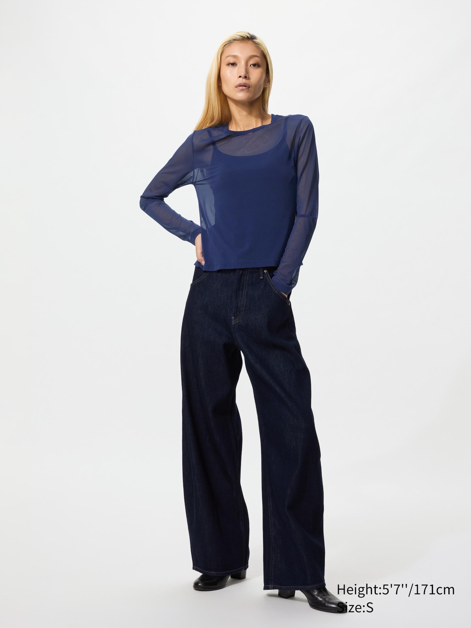 Women's Sheer Crew Neck T-Shirt (Long Sleeve) | UNIQLO RO
