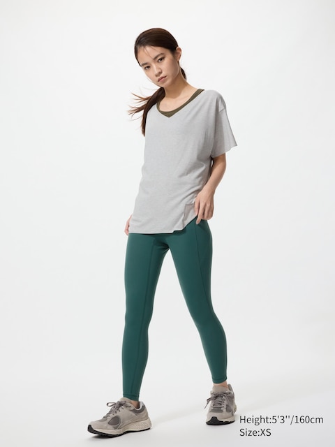 Uniqlo - Leggings Ultraelásticos Deportivos Protección Uv (Corto) - Xs Verde Mujer
