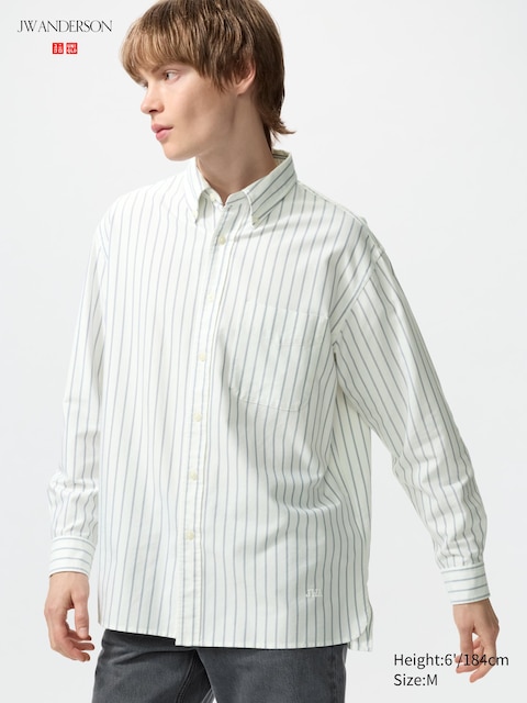 Uniqlo - Chemise Oxford Oversize (Rayée) - Blanc Cassé - M