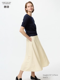 Linen Blend Flare Skirt
