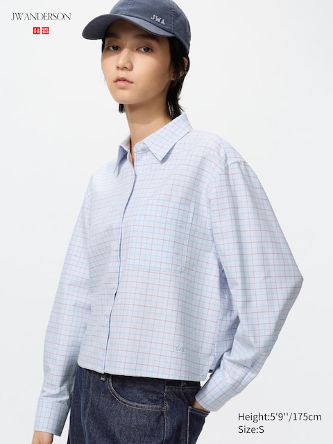 Uniqlo - Chemise Oxford (Coupe Boxy, Carreaux) - Bleu - S