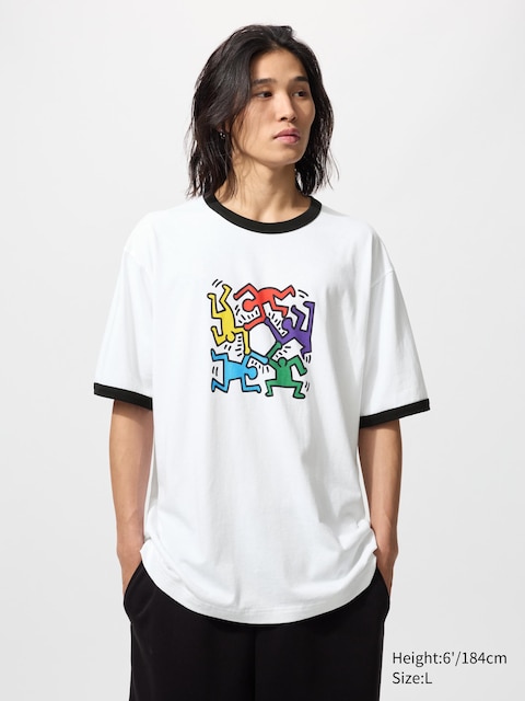 Uniqlo - Ny Pop Art Ut Camiseta (Keith Haring) - L Blanco Hombre