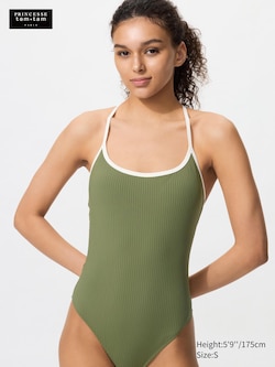 Casual V Neck Padded One Piece Swimsuit