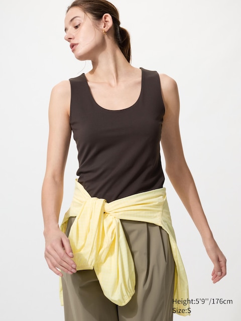 Uniqlo - T-Shirt Active Ultra Stretch (Sans Manches) - Marron Foncé - M