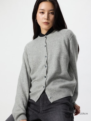 100% Cashmere Crew Neck Cardigan