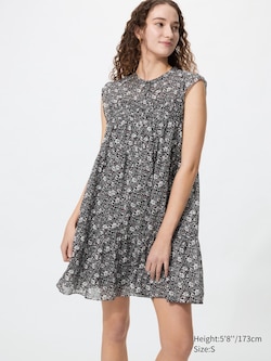 Cotton Tiered Dress (Sleeveless, Printed)