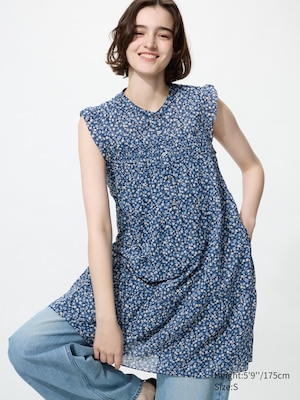Cotton Tiered Dress (Sleeveless, Printed)