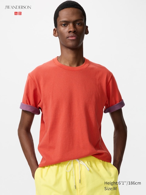 Uniqlo - T-Shirt (Color Block) - Orange - M