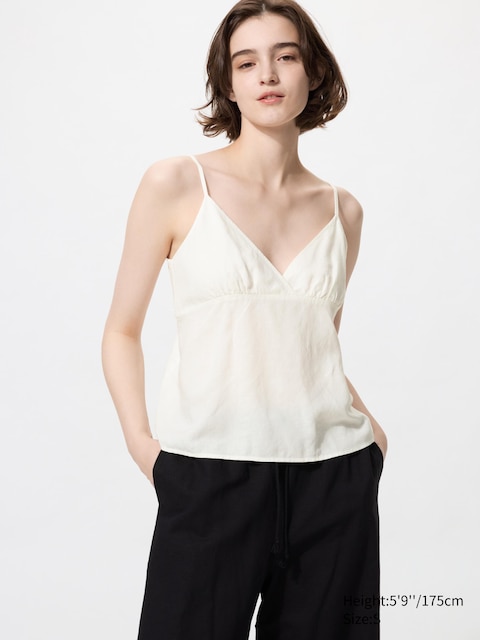 Uniqlo - Top En Lin Mélangé - Blanc Cassé - Xs