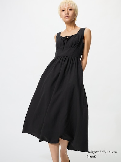 Vestido lino mezcla sin mangas