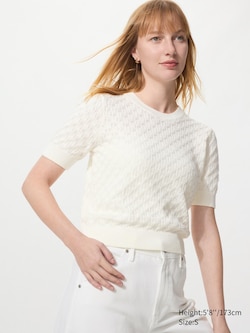 Pointelle Crew Neck Jumper (Short Sleeve)